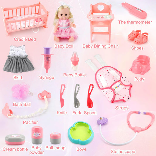 SUKIPIN doll accessories set including clothes and dining ware for realistic storytelling