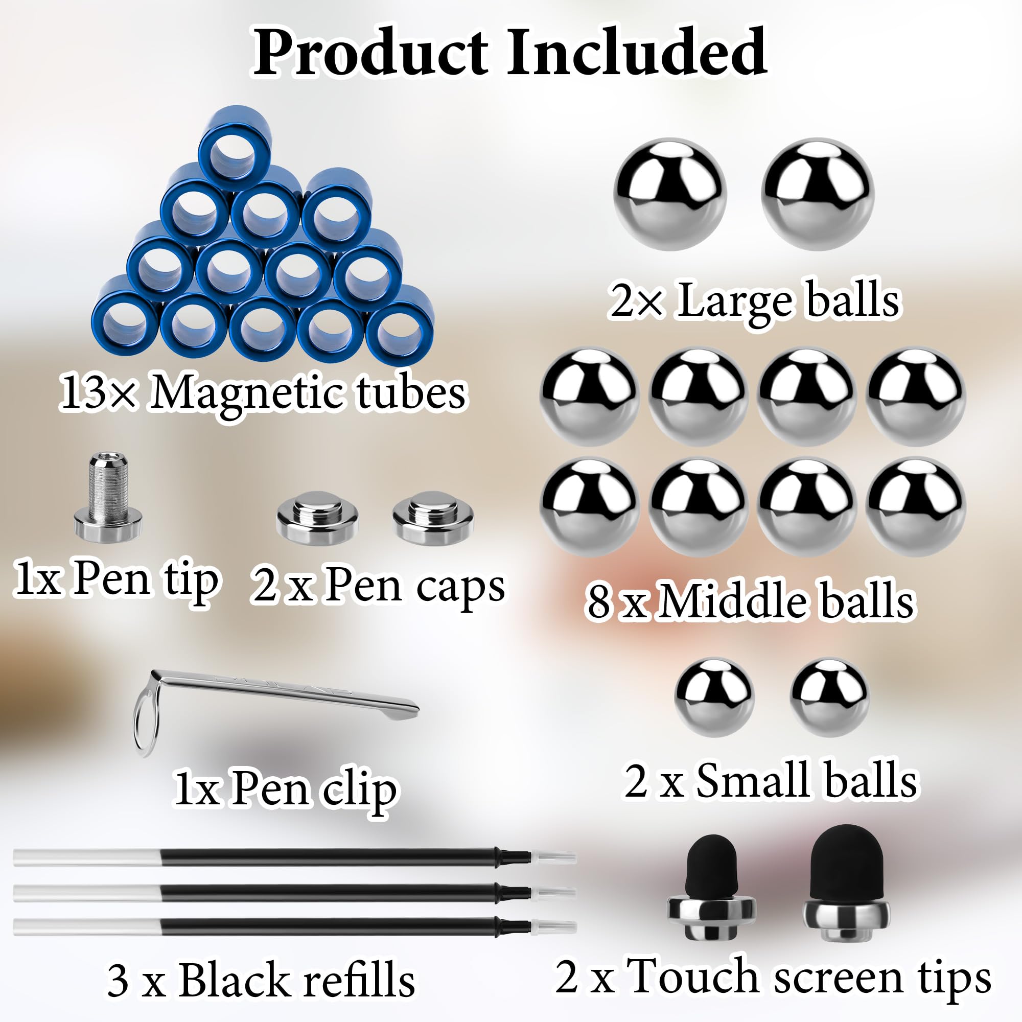 SUKIPIN magnetic fidget pen blue relieves stress during work.