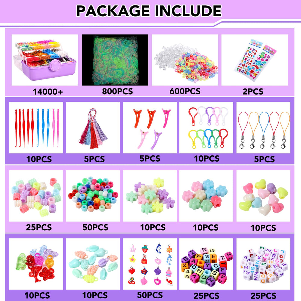 SUMAJU rainbow bracelet kit in a 3-layer purple storage container