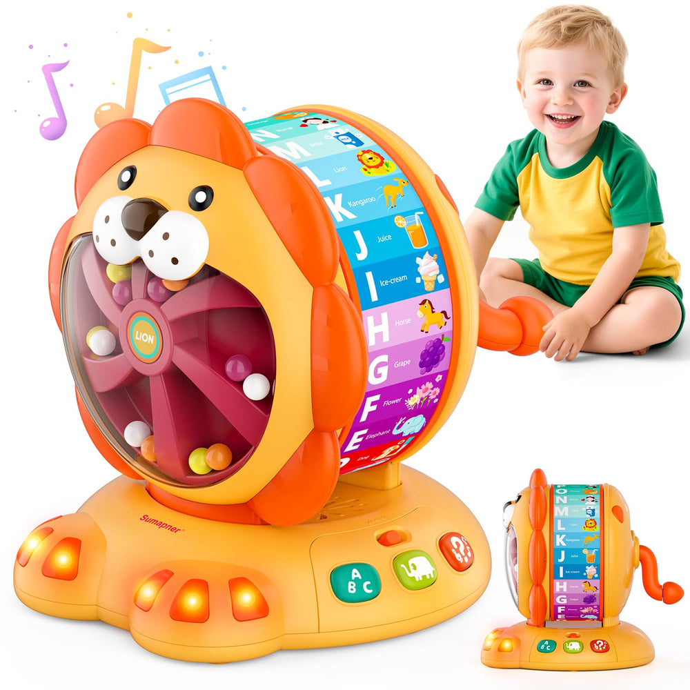 Sumapner Alphabet Lion Toy with spin and sing lights for toddler play