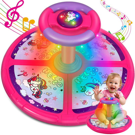 Sumapner Unicorn Sit-and-Spin seat shows a sturdy 19-inch chassis for family play.