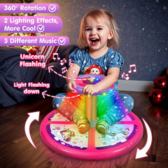 Sumapner Unicorn Spin action handle prompts 360° spinning for motor exploration.
