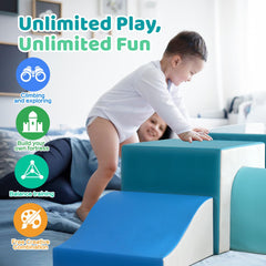 Sumbababy foam climbing blocks ramp encourage versatile play and physical activity indoors.