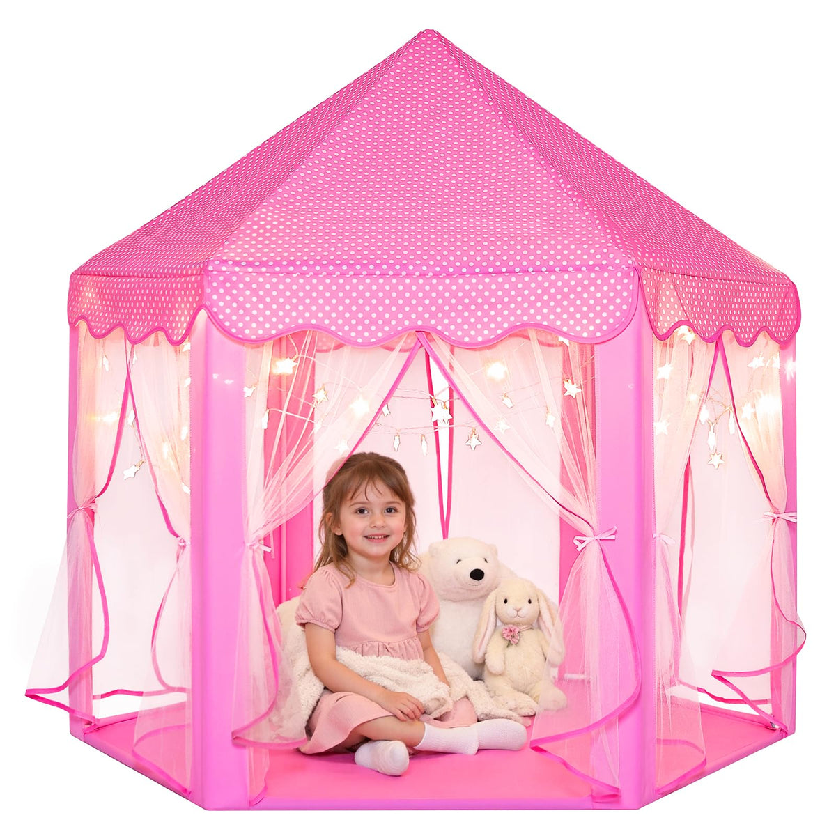 Sumbababy princess castle tent pink with private indoor play space for imaginative kids.