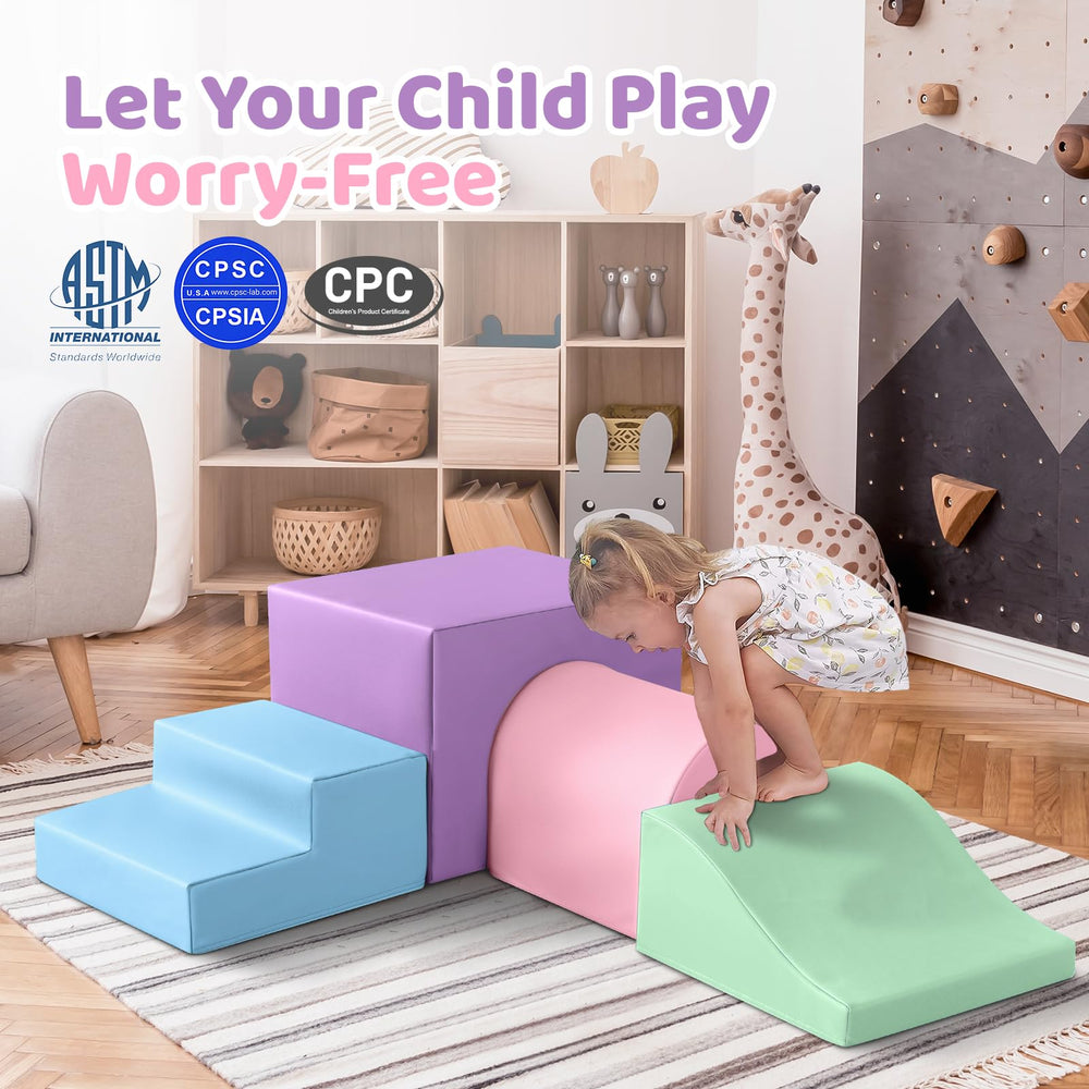 Sumbababy climbing blocks stairs support motor skills during play.