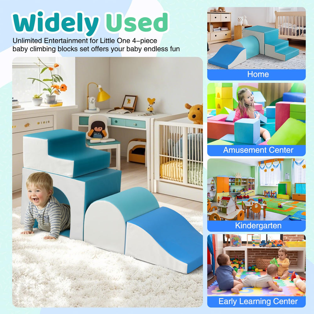Sumbababy soft-play green blue design attracts toddlers for imaginative and active play.