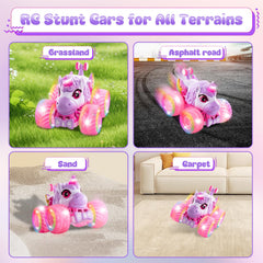 SUMEAUT Unicorn Monster Truck doublesided stunt pink supports beginner control