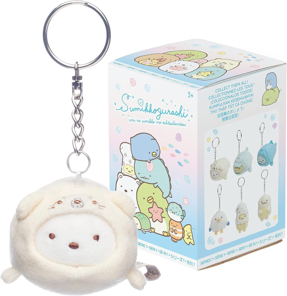 SUMIKKOGURASHI sea animals plush keychain front view with soft texture for everyday use.