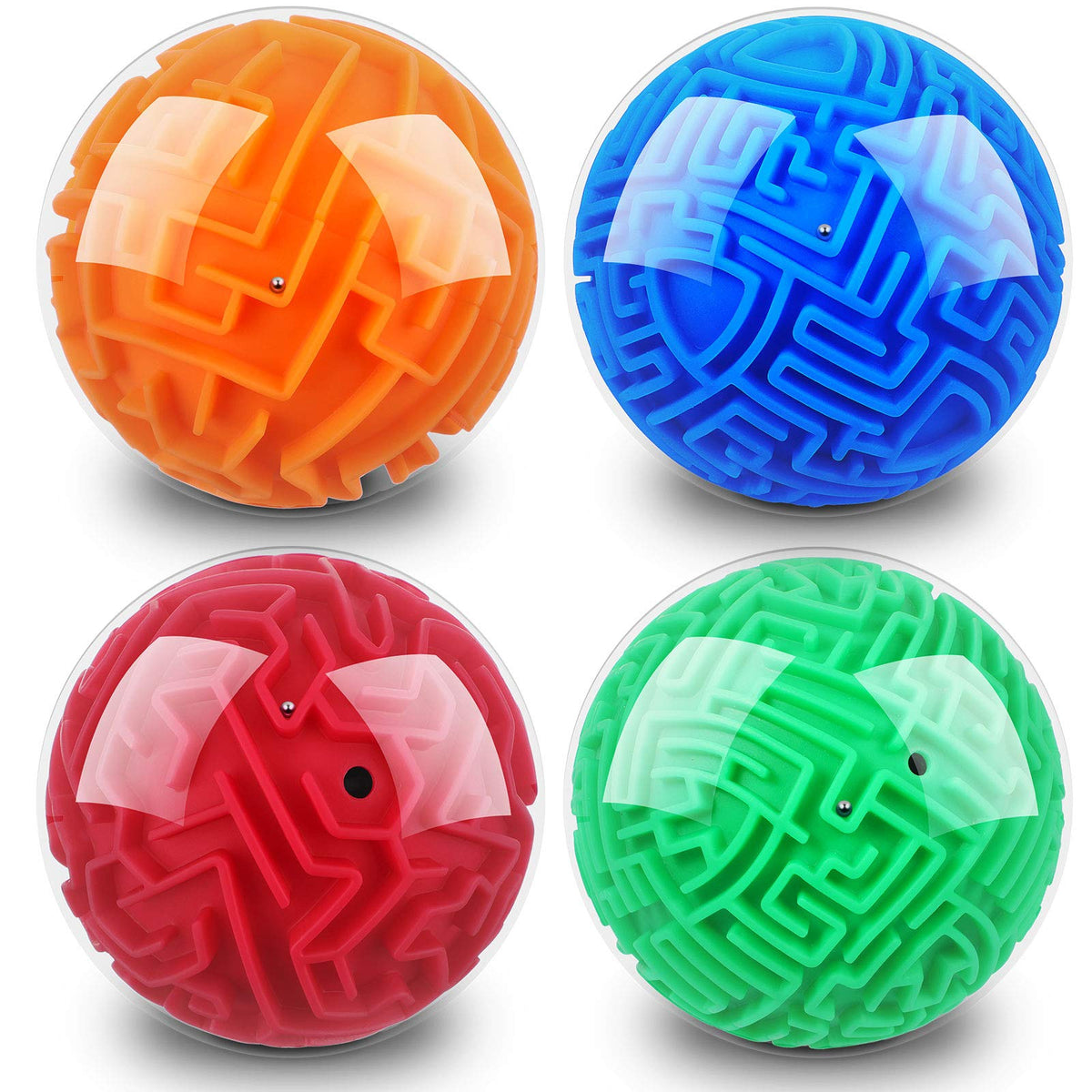 Sumind 4 Pcs 3D Puzzle Maze Ball blue enhances concentration and portable brain training