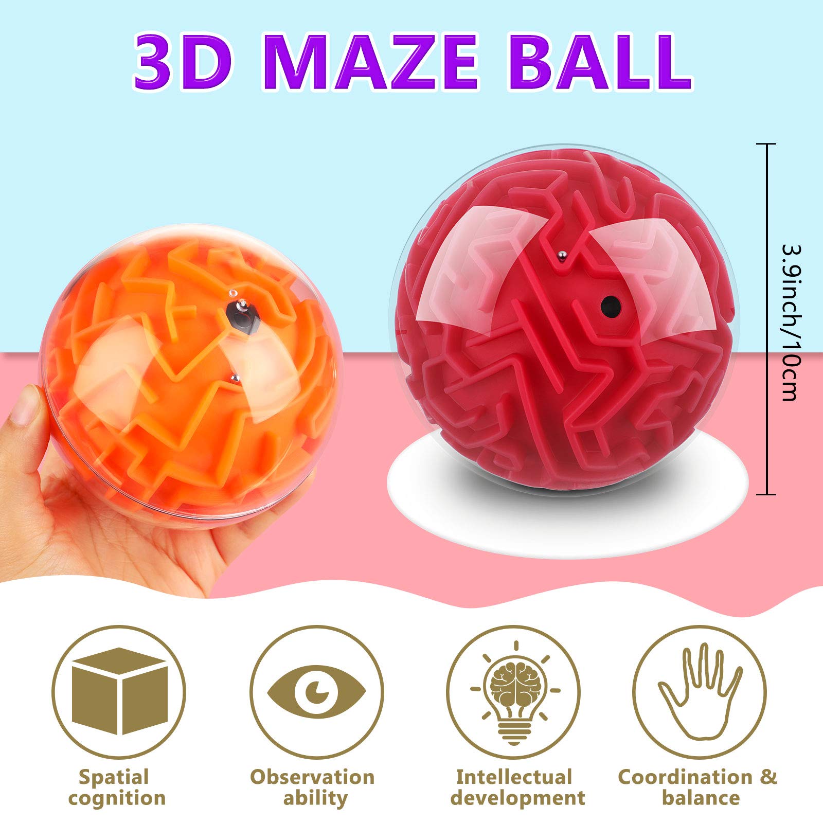 Sumind 4 Pcs 3D Puzzle Maze Ball green challenges the mind for deep problem solving