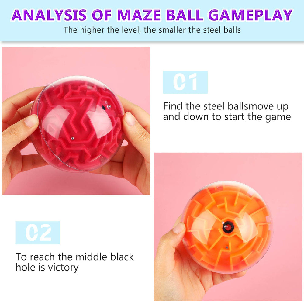 Sumind 4 Pcs 3D Puzzle Maze Ball red suitable for steady focus during quick thinking