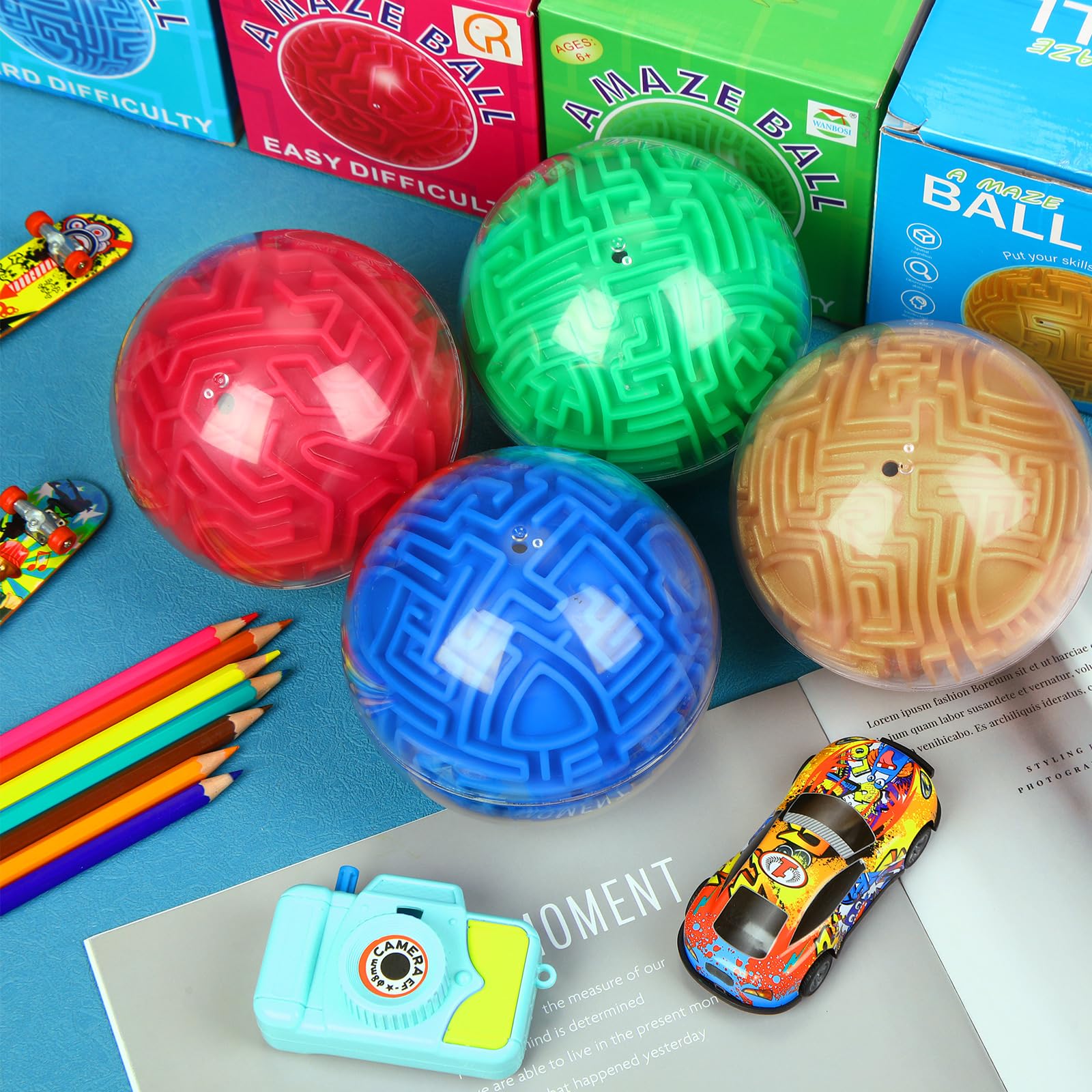 Sumind 4Pcs 3D maze ball gold for creative thinking and focus