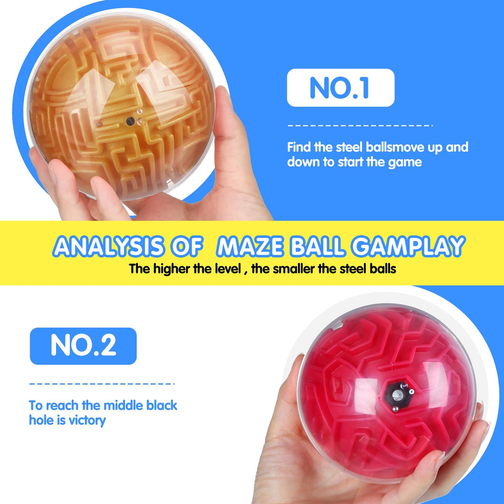 Sumind 4Pcs 3D maze ball rose red for problem solving and stress relief