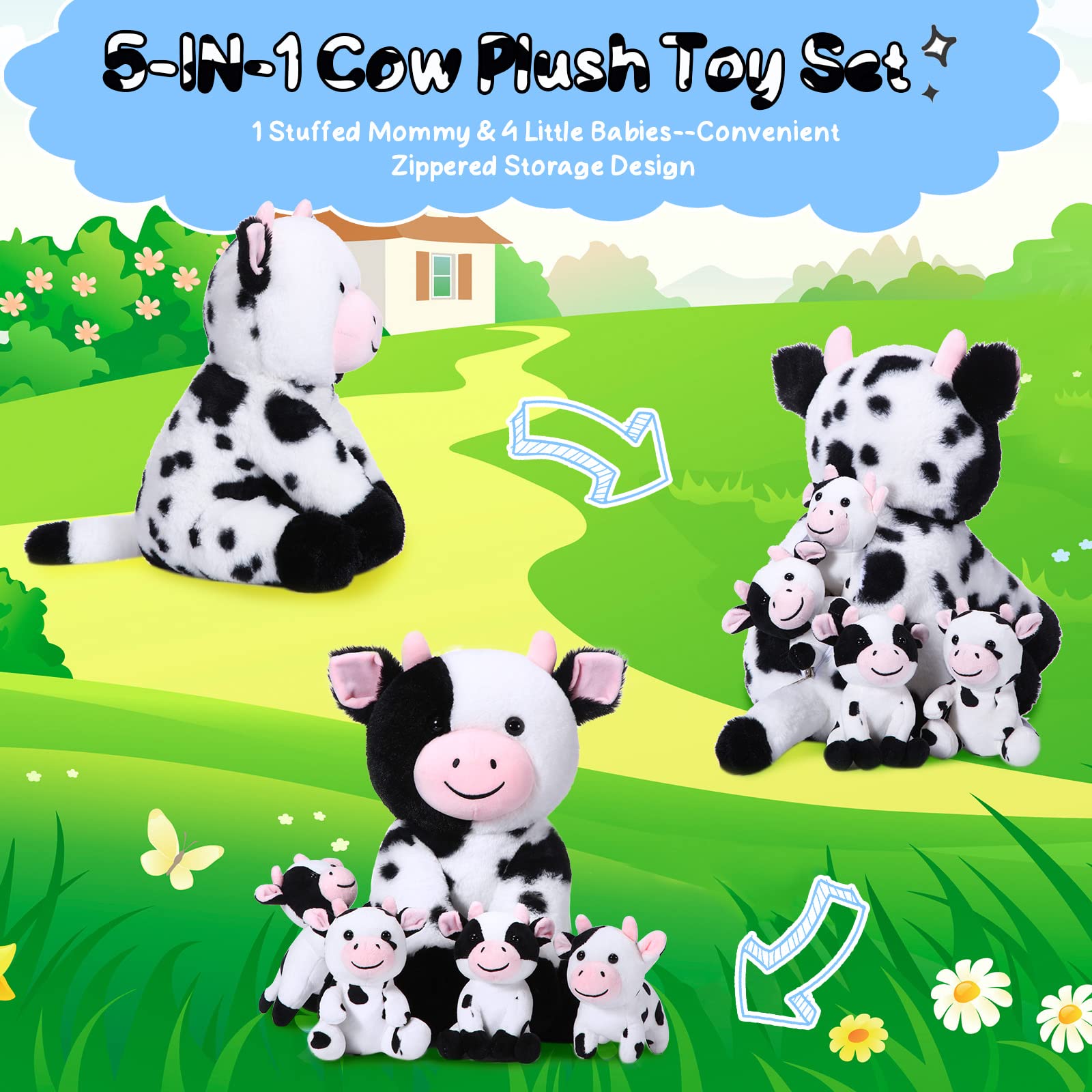 Sumind cow plush set arrives vacuum-packed, ready for shaping after unpacking