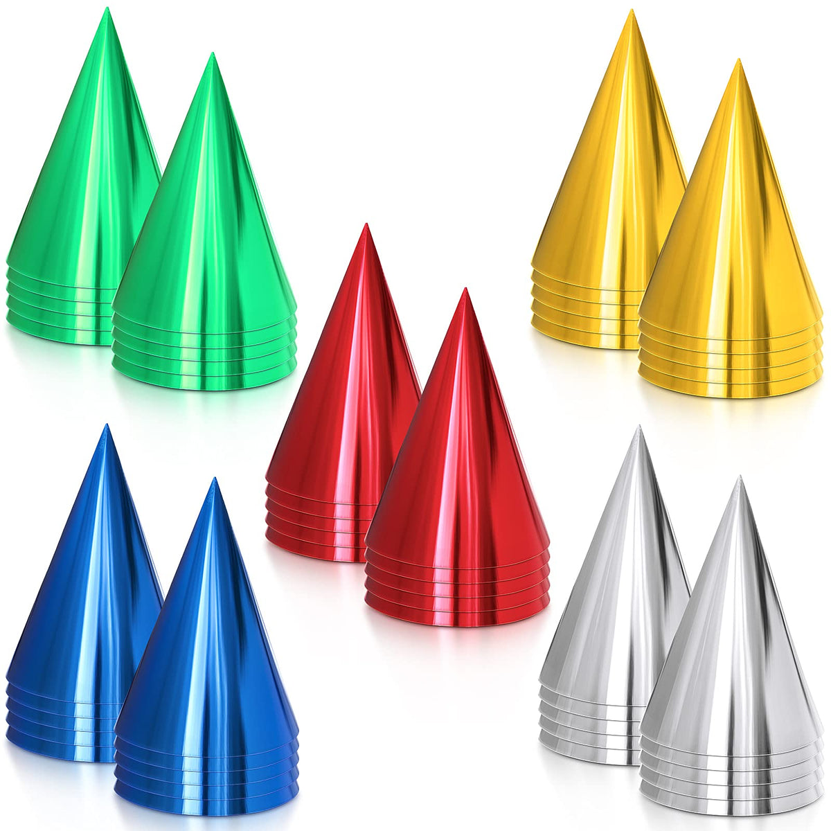 Sumind gold metallic cone hat, bright party accessory for birthdays