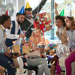 Sumind metallic foil cone hats display, ideal for group photos and decor