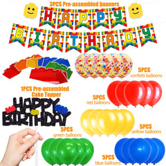 Sumjollity building blocks red balloons; bold color accents for festive tables.