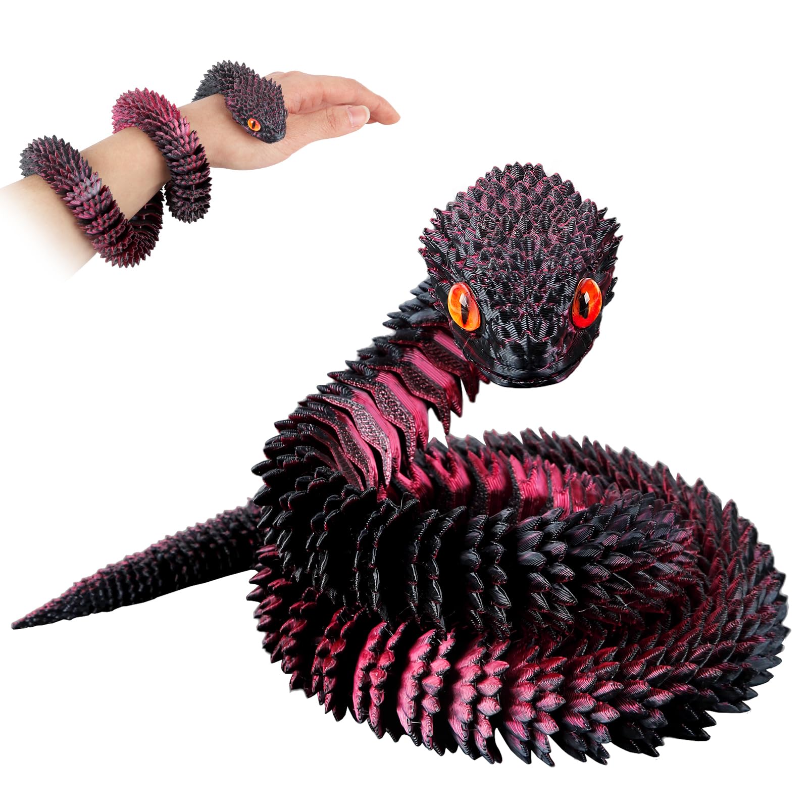 SUMLAND 24 inch crystal snake head with lifelike eyes for desk display