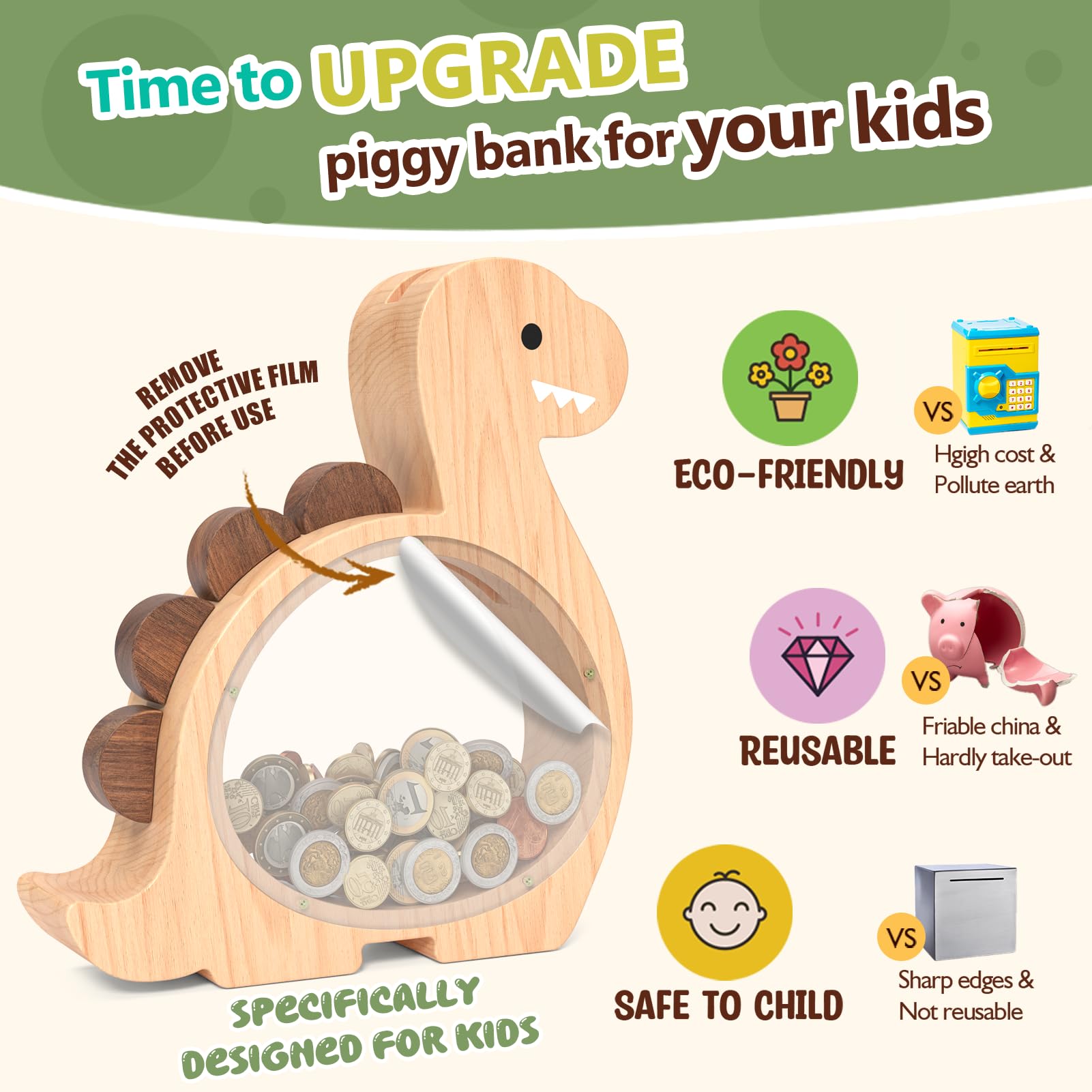 Summidate piggy bank unscrew-cap for easy money retrieval