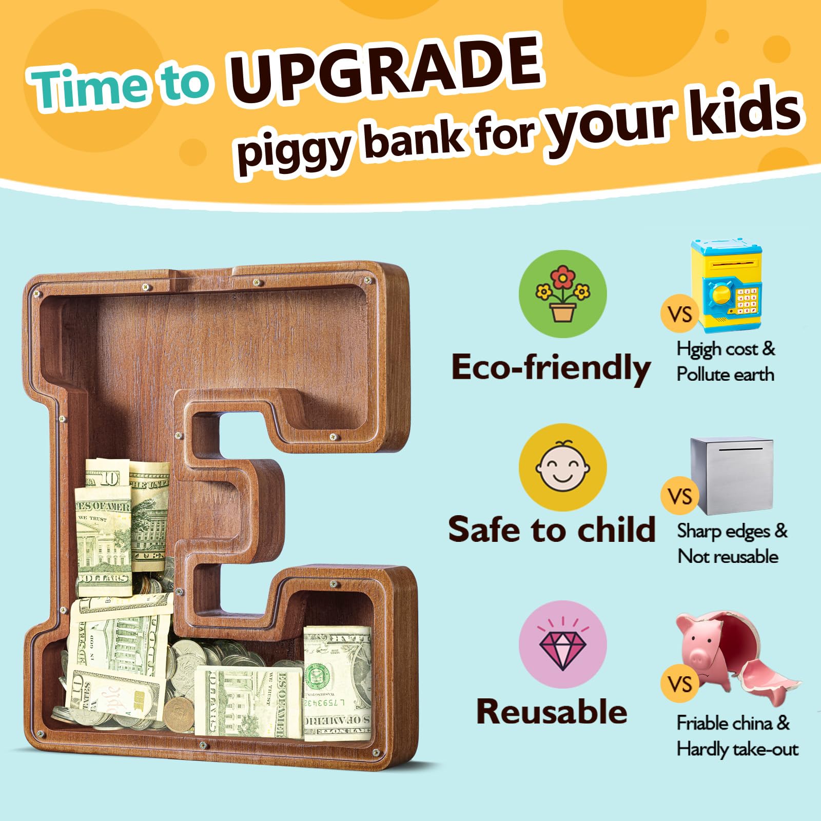 Summidate laser-engraved name piggy bank adds personalized charm for gifting.
