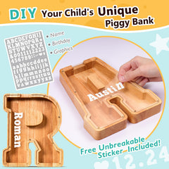 SummiDate personalized piggy bank with laser engraving for names or slogans.