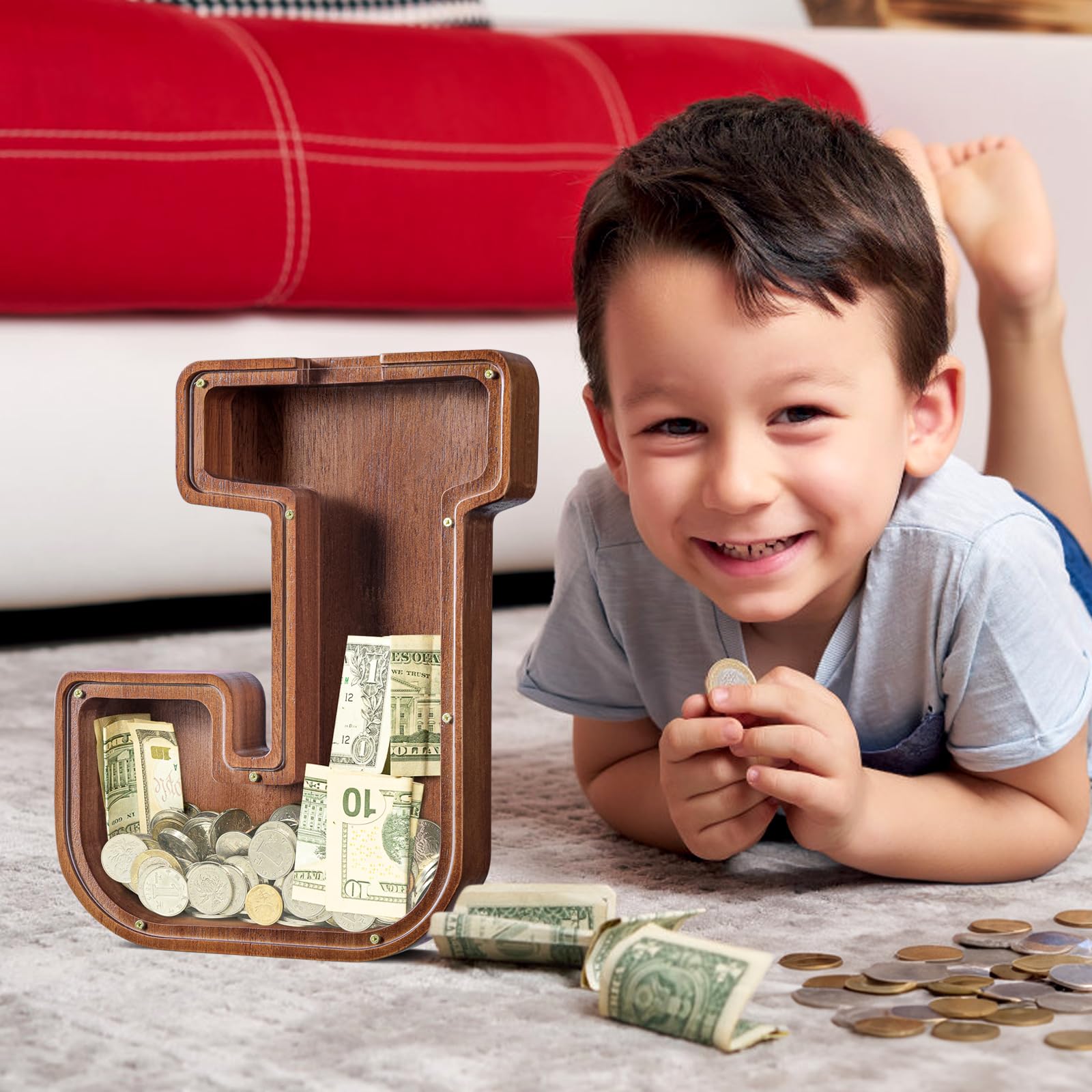 Summidate piggy bank as decor ornament, blends with modern home styling.