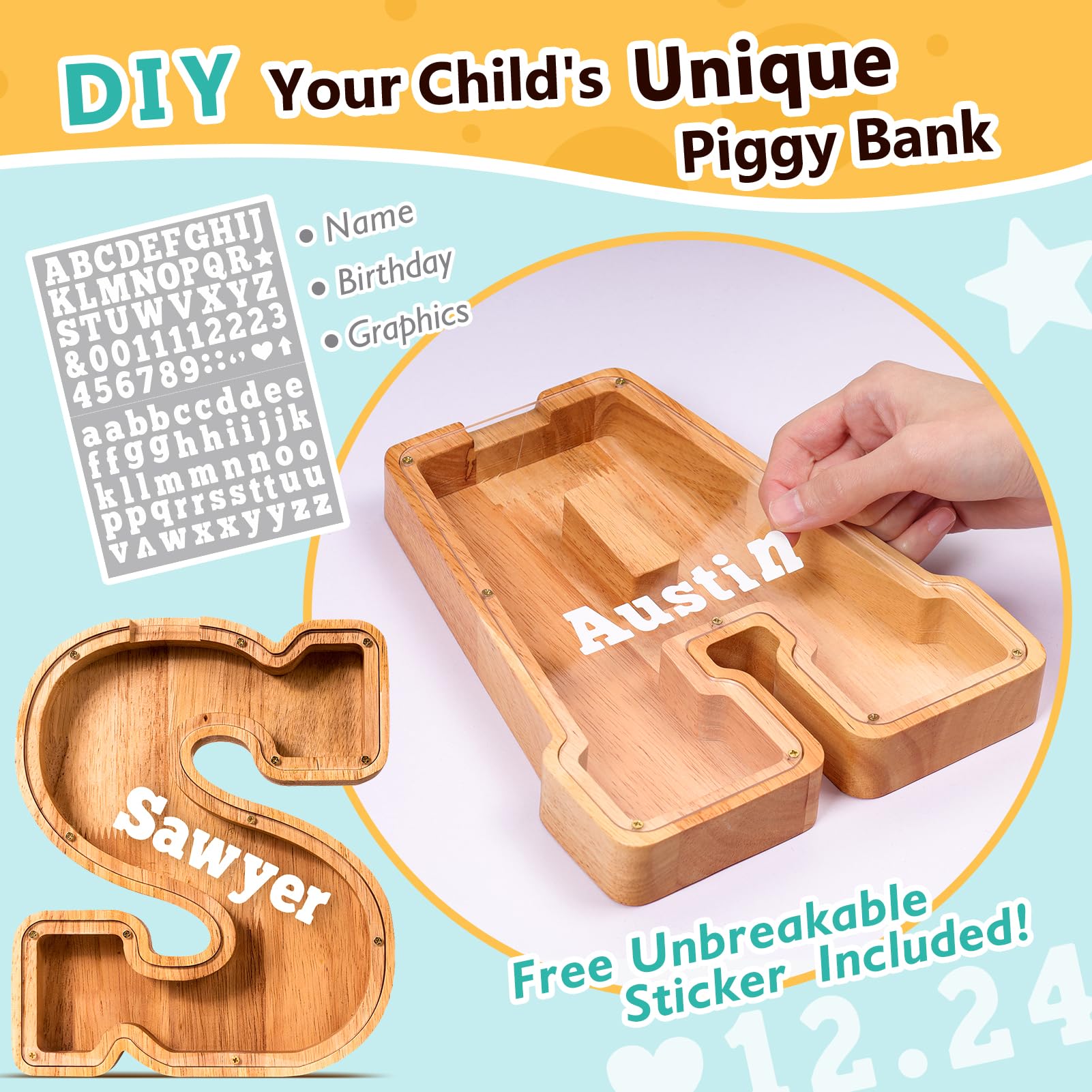 SummiDate piggy bank with acrylic panel for visible savings