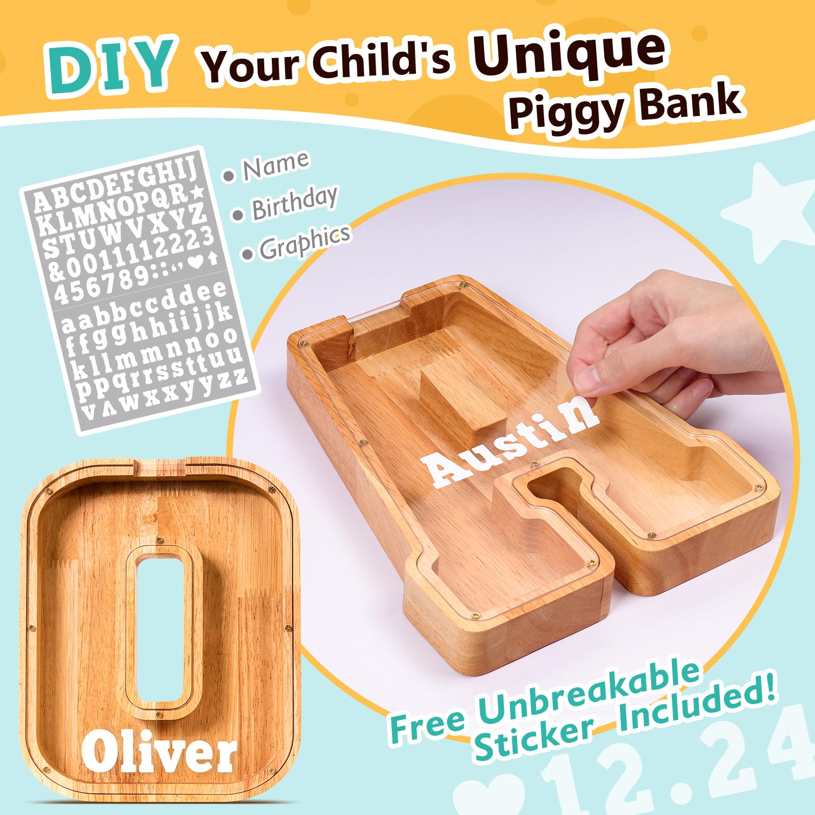 SummiDate O-shaped piggy bank close-up reveals clear acrylic panel.
