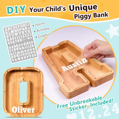 SummiDate O-shaped piggy bank close-up reveals clear acrylic panel.