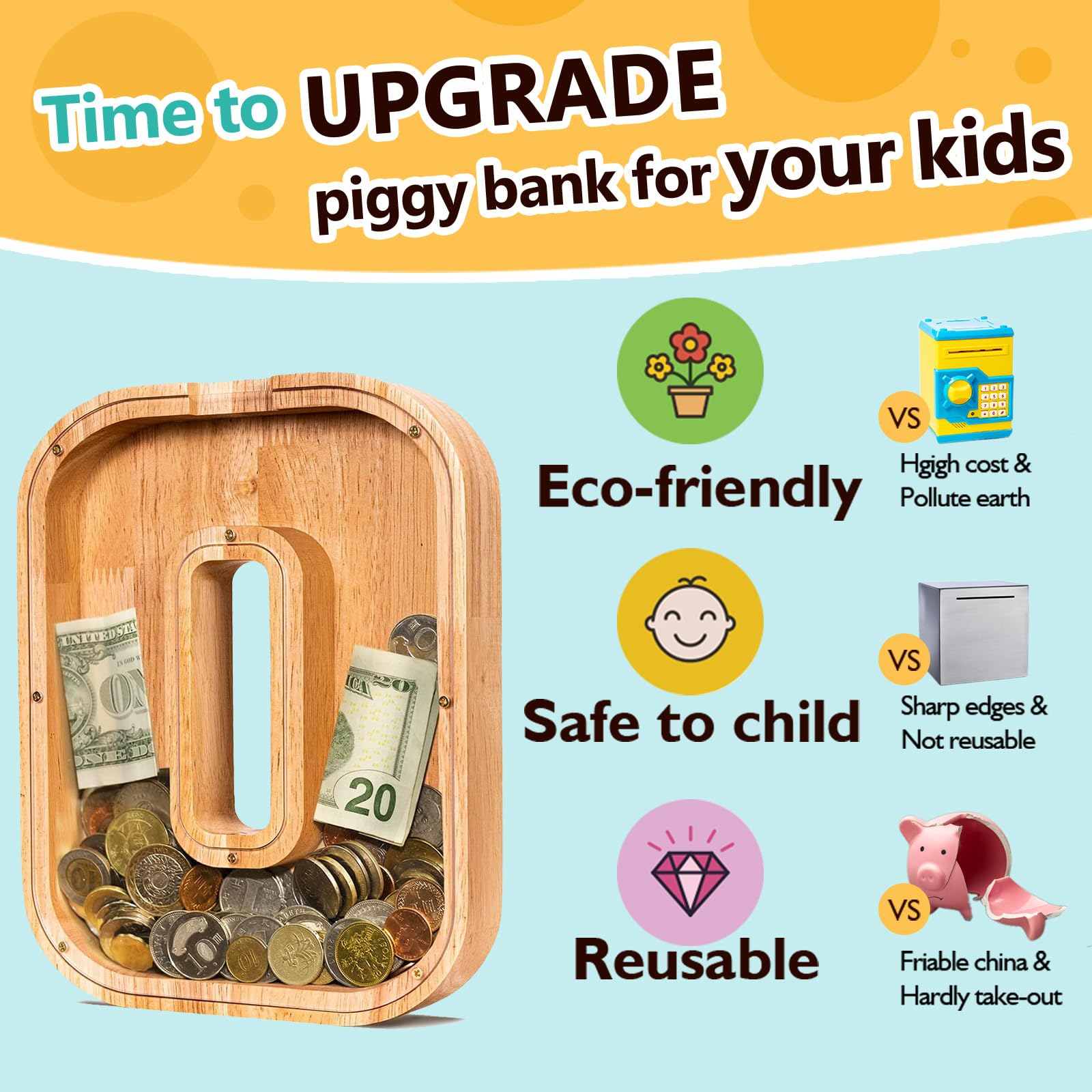 SummiDate piggy bank O engraving options for personalization.
