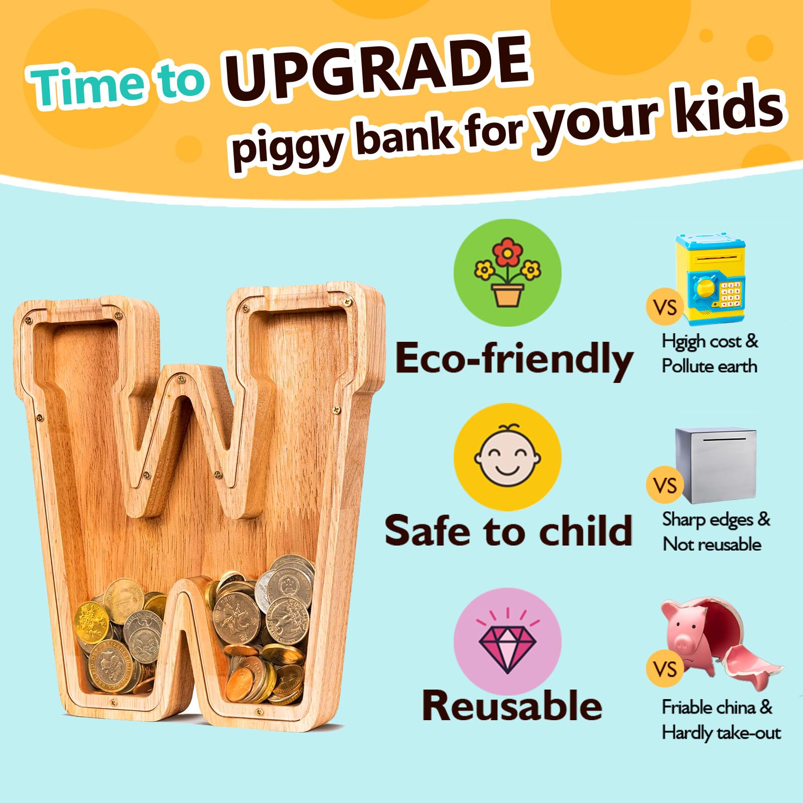 SummiDate piggy bank with Pig shape option for customization