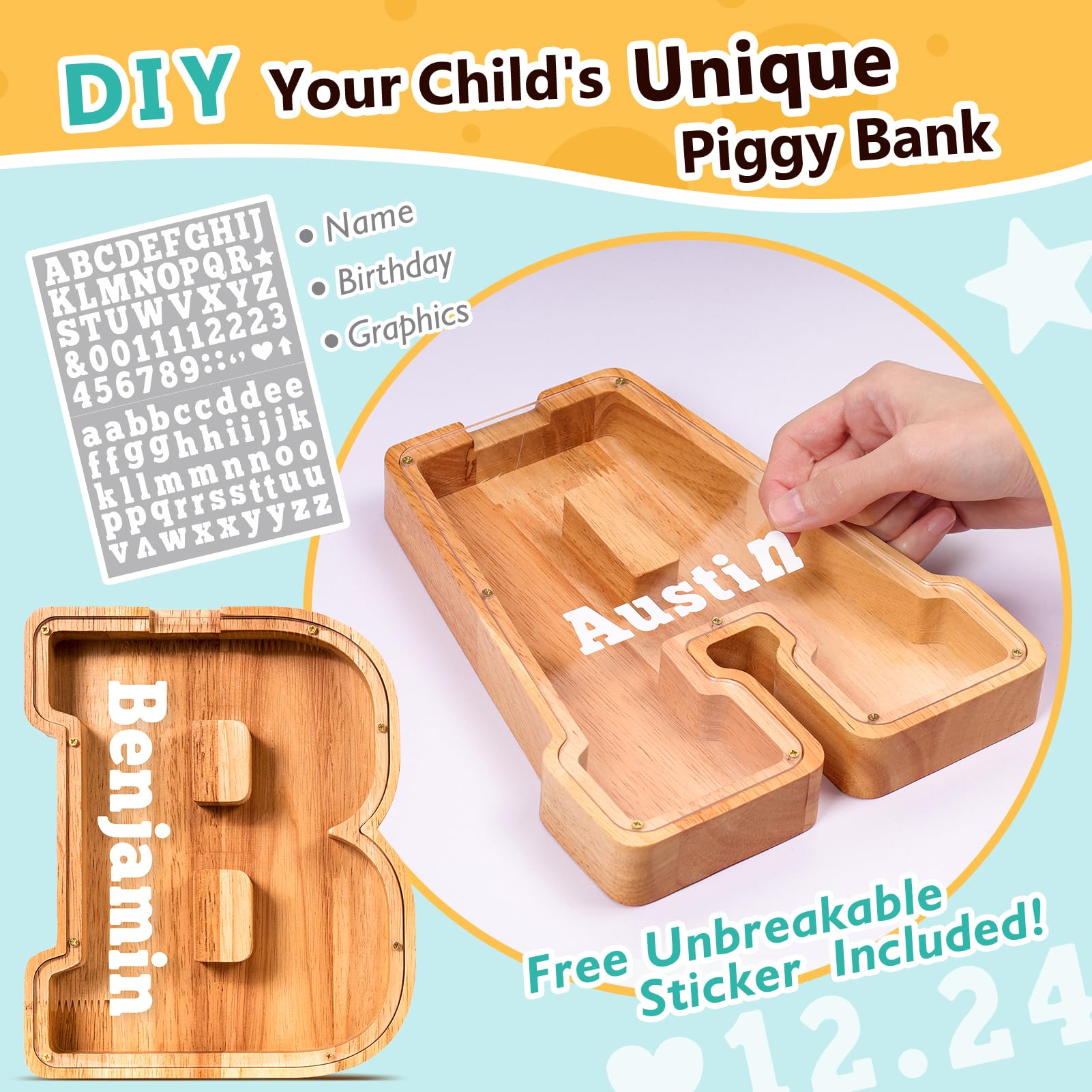 SummiDate piggy bank with clear acrylic panel for easy savings tracking