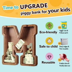 Summidate walnut wood piggy bank is safe, durable, and decorative