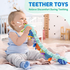 Sumobaby caterpillar blue tail rattle encourages baby hearing and grasping.
