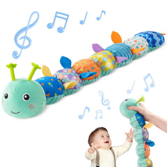 Sumobaby caterpillar blue teether aids soothing gums during teething.