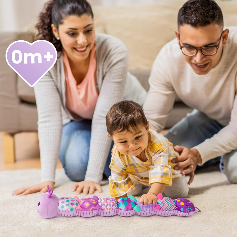 Sumobaby plush caterpillar invites gentle play and caregiver bonding during naps.