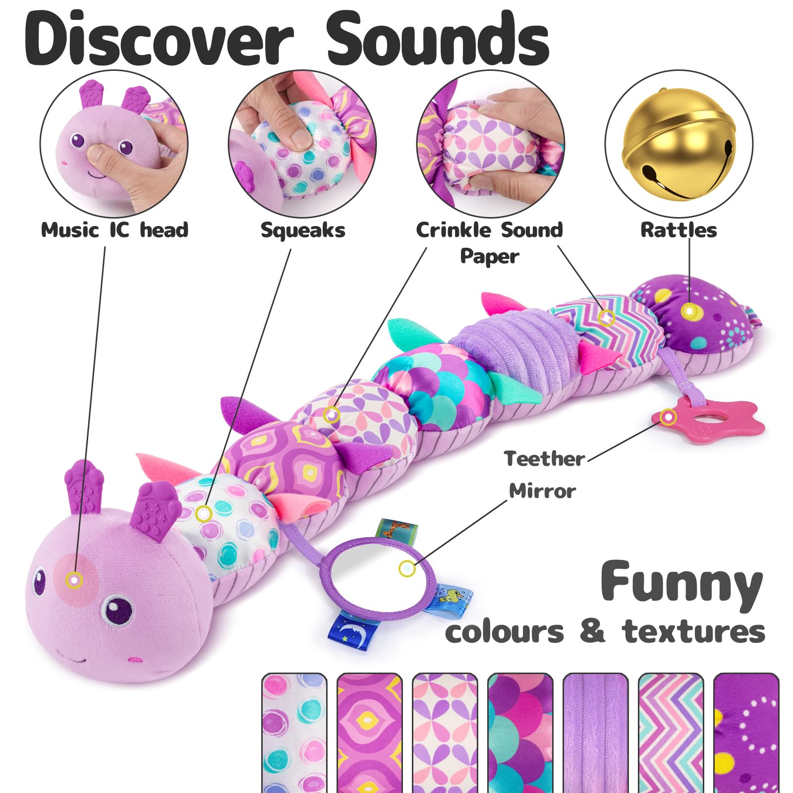 Sumobaby Caterpillar mirror detail for self-discovery during play