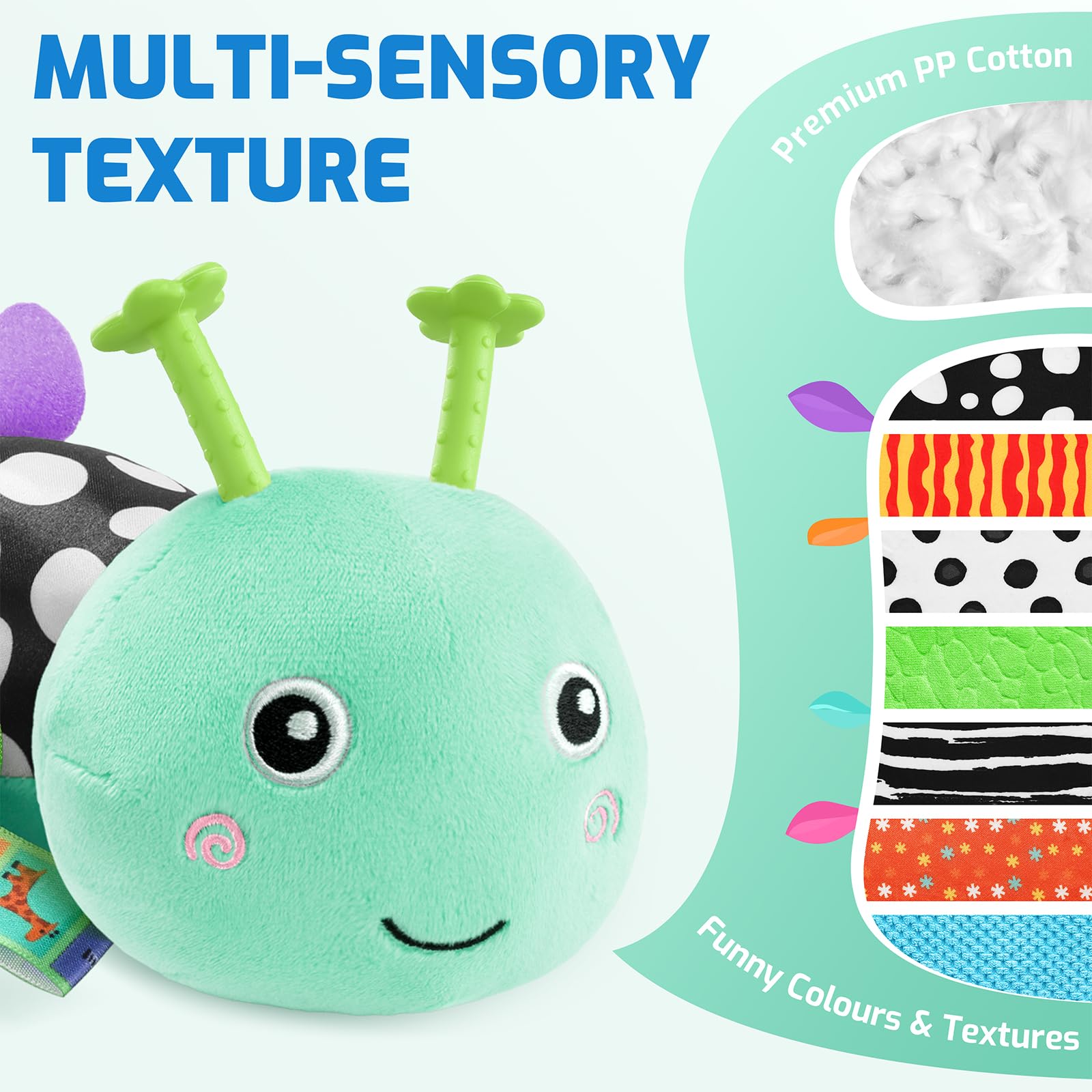 Sumobaby Caterpillar mirror feature encourages head lifts and tracking