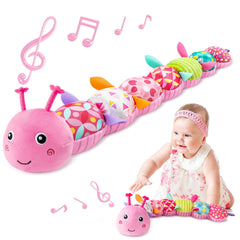Sumobaby Caterpillar plush back shows bright colors and textures for tactile and visual exploration