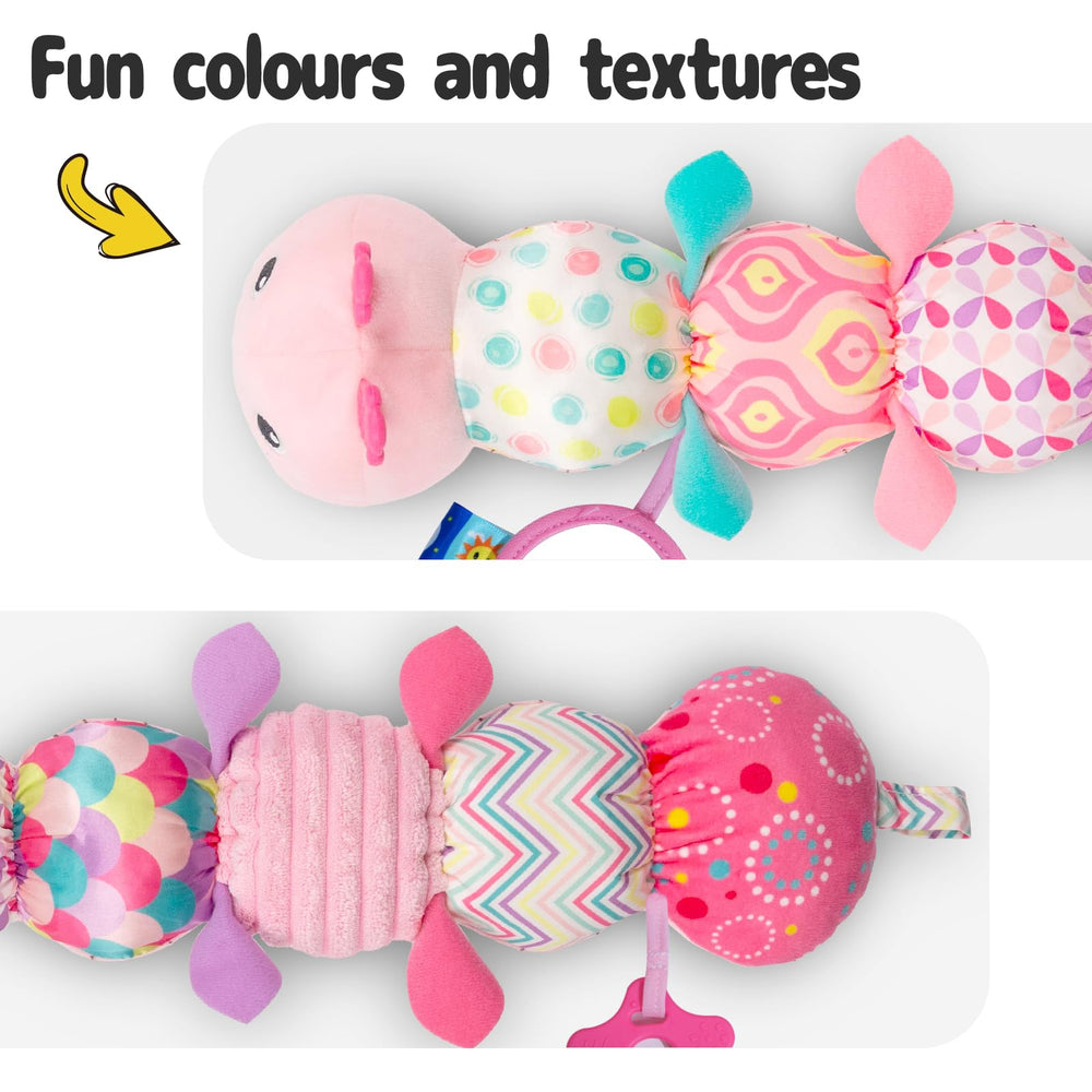 Sumobaby Caterpillar teether-friendly design soothes gums during play.
