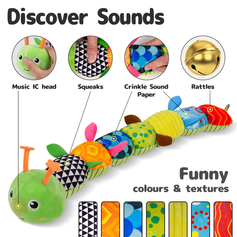 Sumobaby caterpillar toy crinkle back texture encourages tactile curiosity
