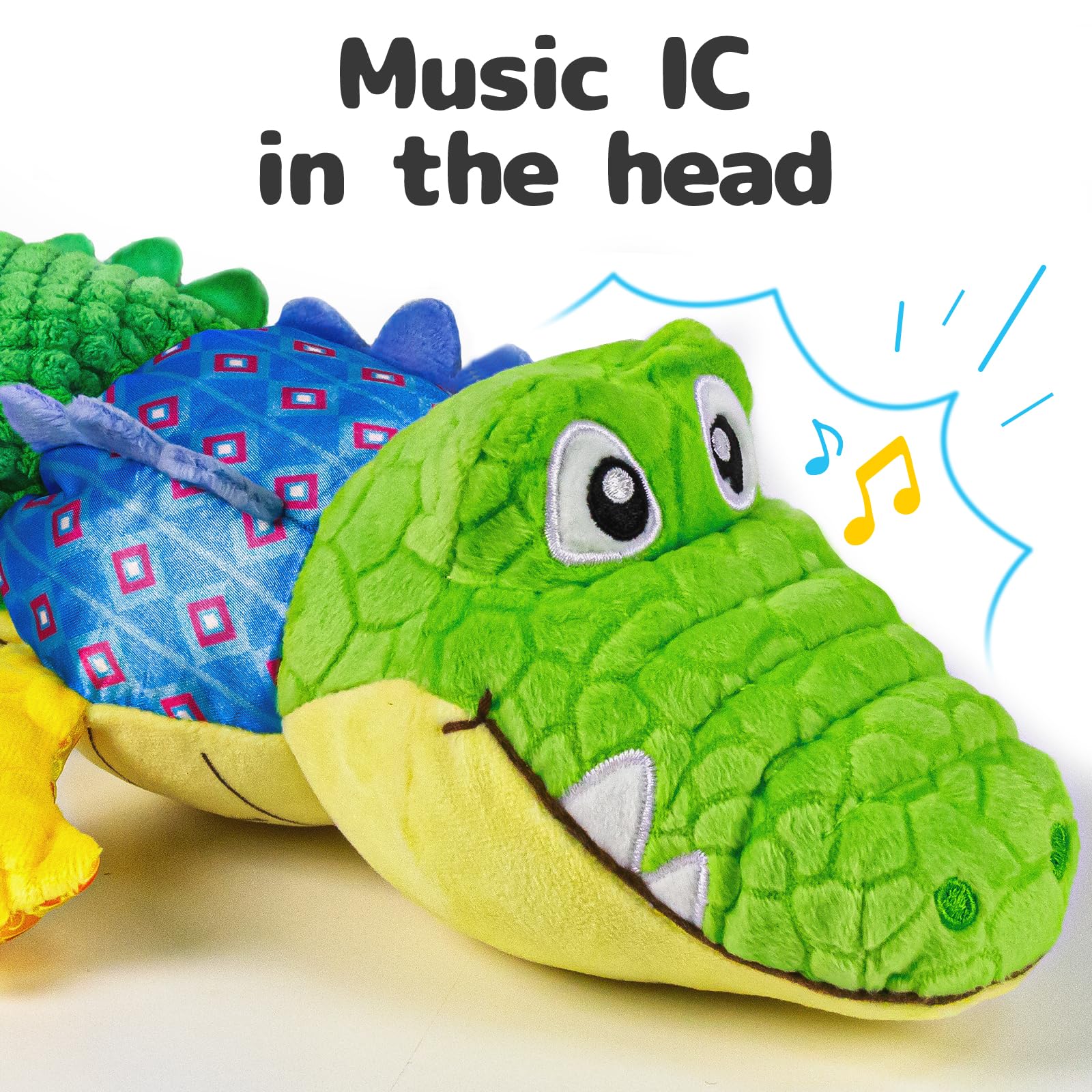 Sumobaby crocodile back crinkle texture stimulates sensory exploration.