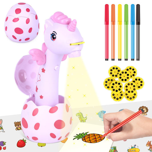 Sumsoltic Unicorn Drawing Projector with 72 templates for imaginative kids art sessions.