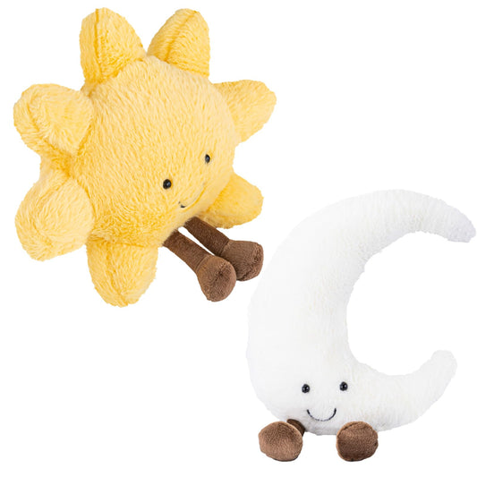 Sun and Moon Plush Sun face, a warm cuddle partner for kids.