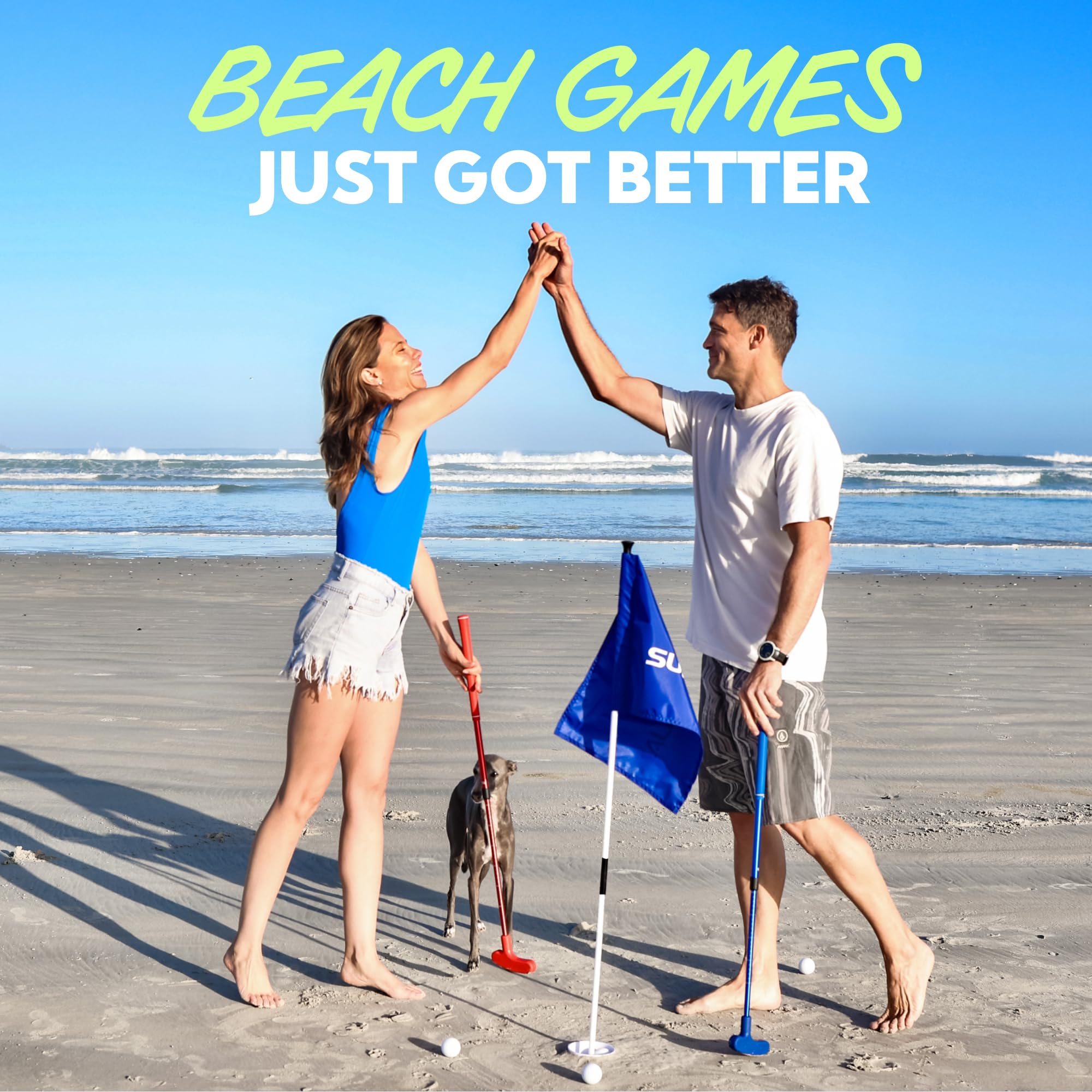 SUN NINJA Beach Golf Set includes six golf balls for immediate play.