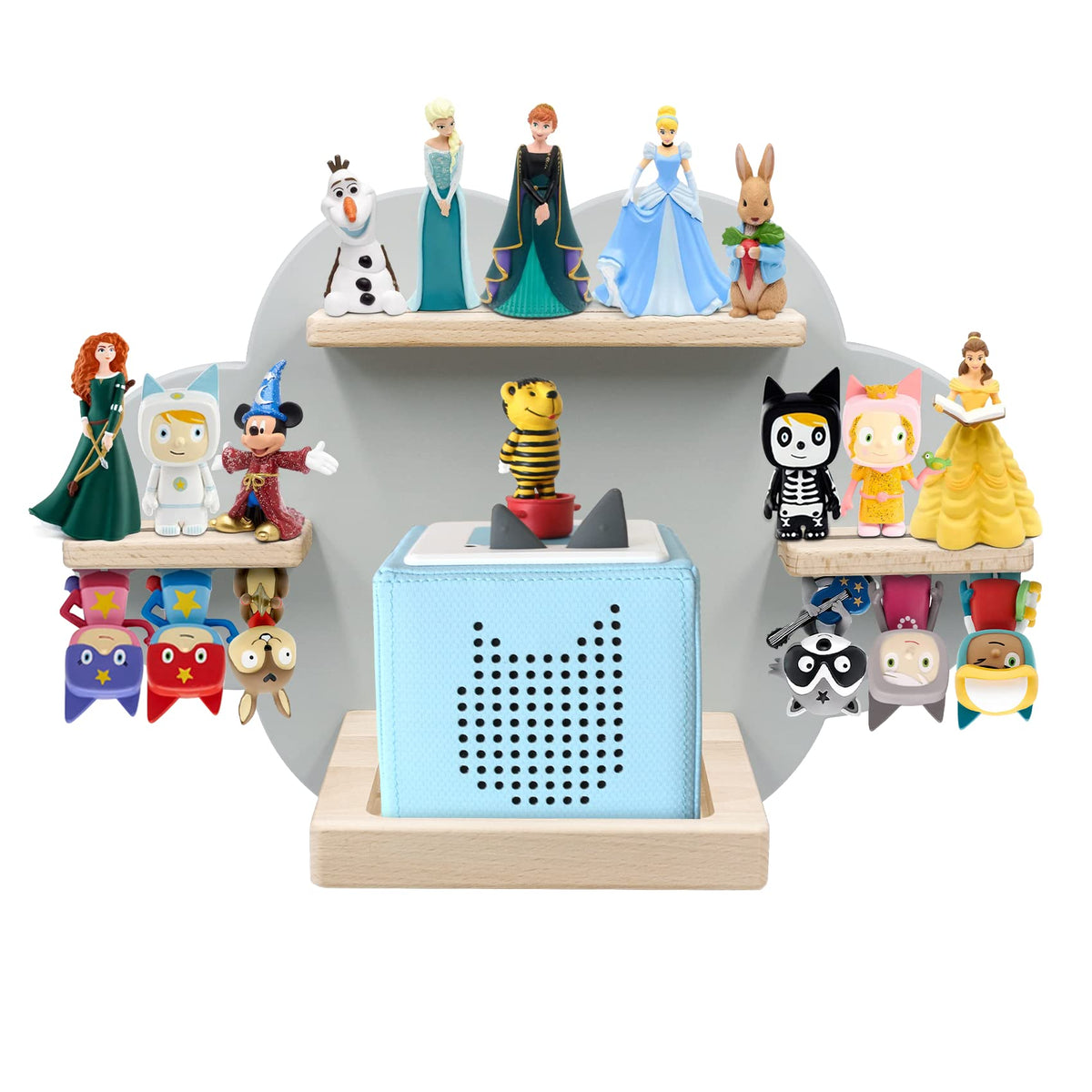 Sun3drucker cloud wall shelf holding a Toniebox for neat playtime