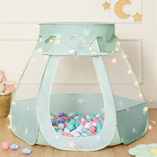 Suncuber Pop Up Play Tent with Star Light glows softly for magical nighttime play.