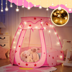 Suncuber Princess Tent features mesh windows for visibility and airflow during play.