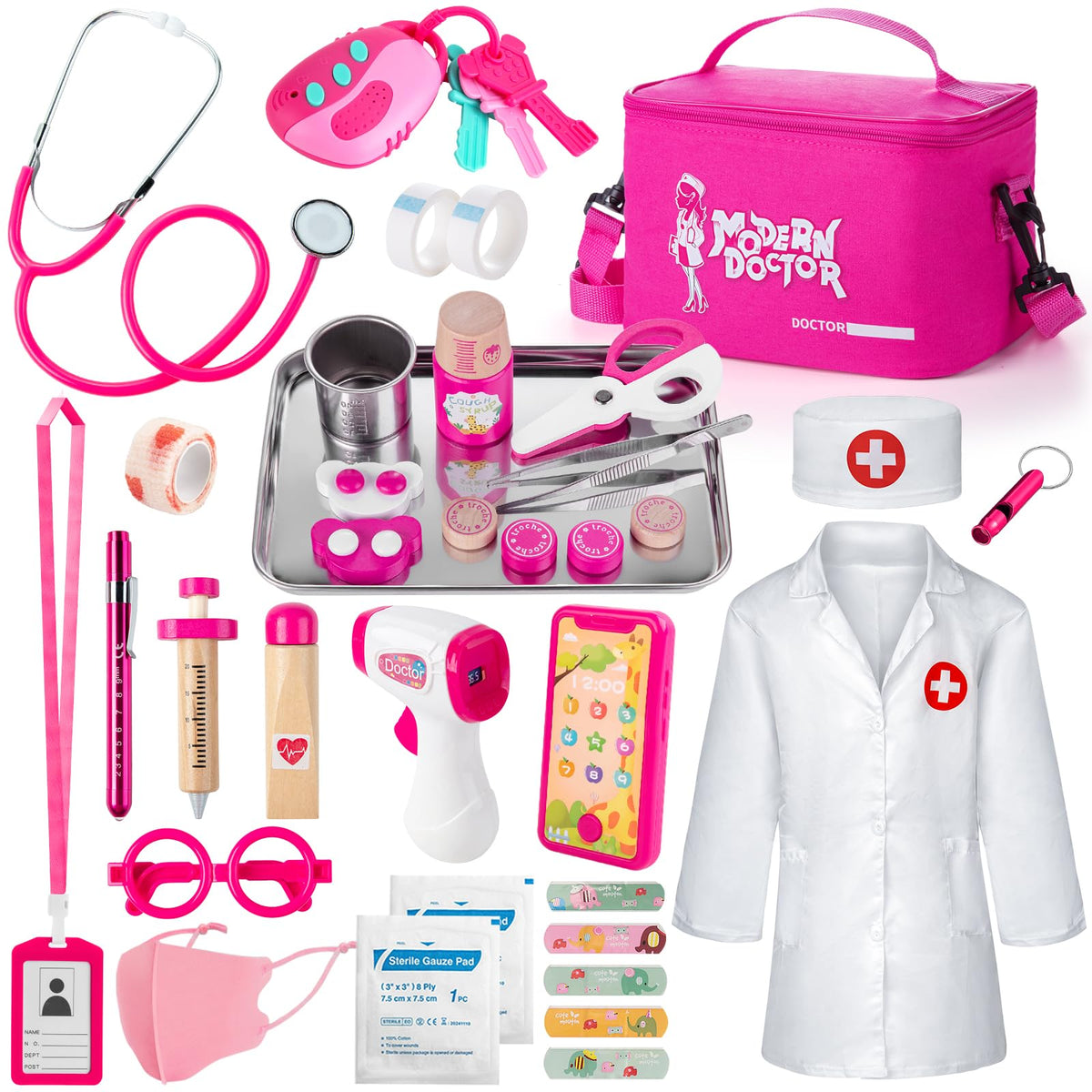 Sundaymot Doctor Kit for Girls stethoscope for imaginative play and exploration