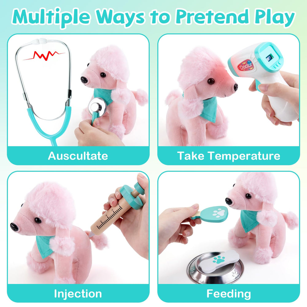 Sundaymot Doctor Kit dog toy included for caring role-play scenarios.